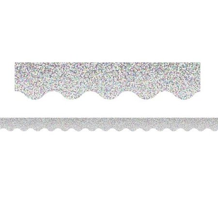 TEACHER CREATED RESOURCES Teacher Created Resources TCR8765-6 Silver Sparkle Scalloped Border - Pack of 6 TCR8765-6